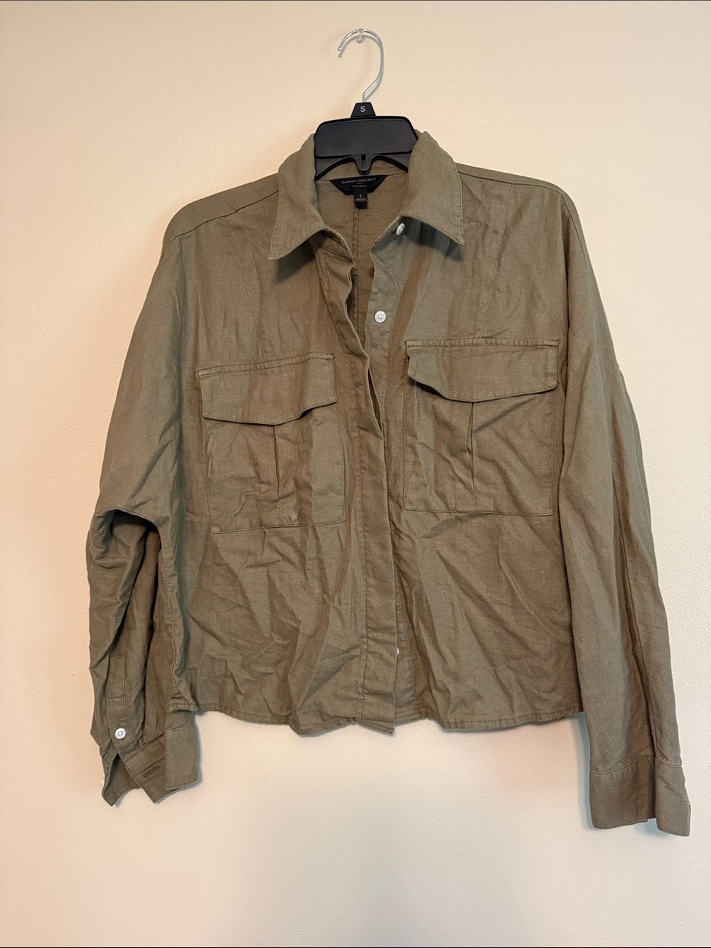 Banana Republic Olive Green Button-Down Shirt Jacket